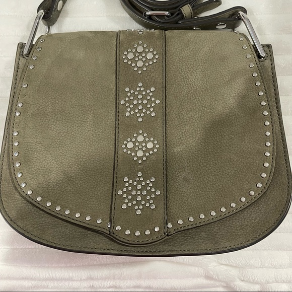 Rebecca Minkoff Stargazing Saddle Green Nubuck Leather Cross Body Bag - Picture 2 of 15